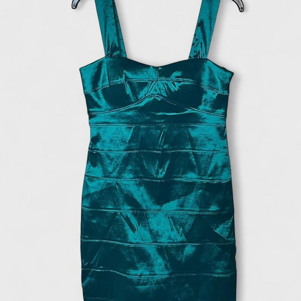 City Triangles Teal Iridescent Sleeveless Bodycon Midi Dress - Size 7